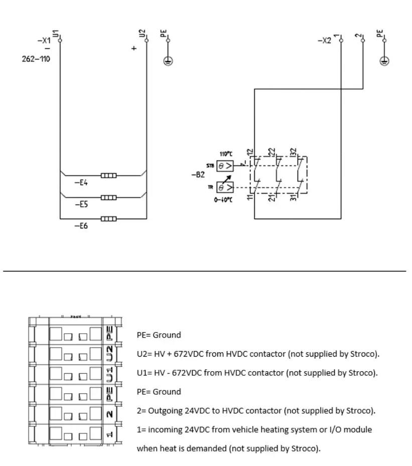 Stroco Pure Electric Heater 60 KW - COUPLING SCHEME FOR 4 X 15 kW 672V DC