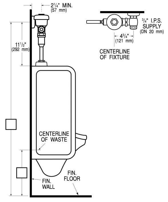 SLOAN 186 0 5 DFB Urinal 0 5 GPF Flushometer - ROUGH