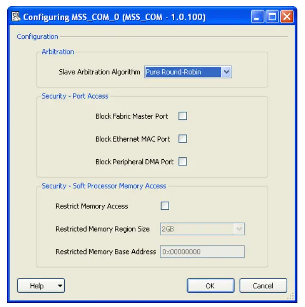 Microsemi SmartDesign MSS AHB Bus Matrix Configuration -