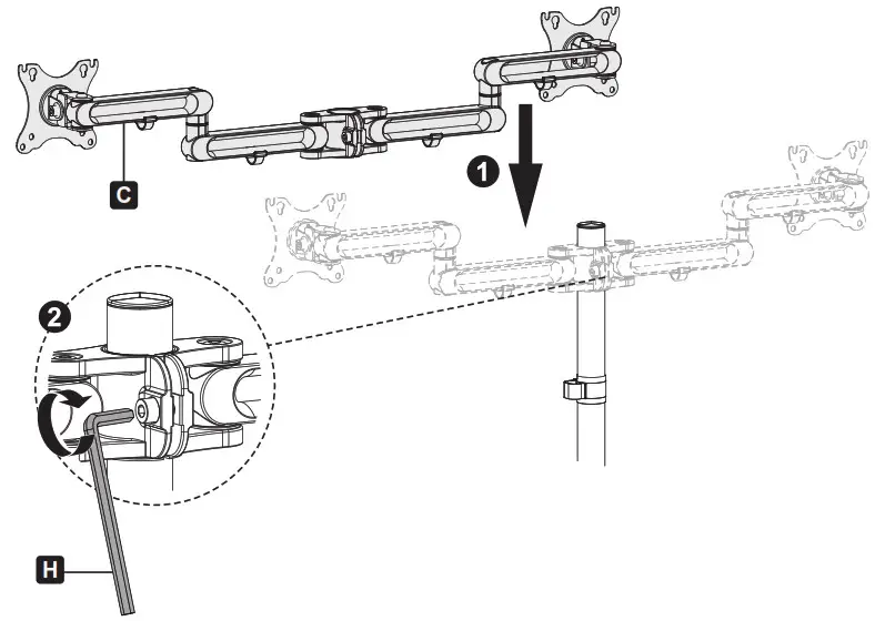 TRIPP-LITE Dual Flat-Screen Flex-Arm Desk Clamp DDR1327SDFC-1 - Assembly 2