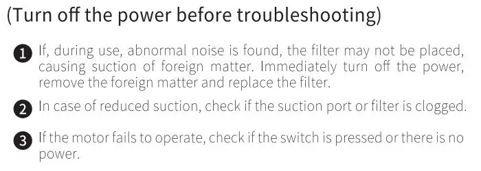 Brigii Y120 Cordless Vacuum Cleaner User Guide - Troubleshooting