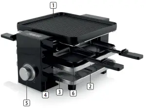 PRINCESS Raclette Piano Black 4 Inclusief 4 Spatels - figure 1