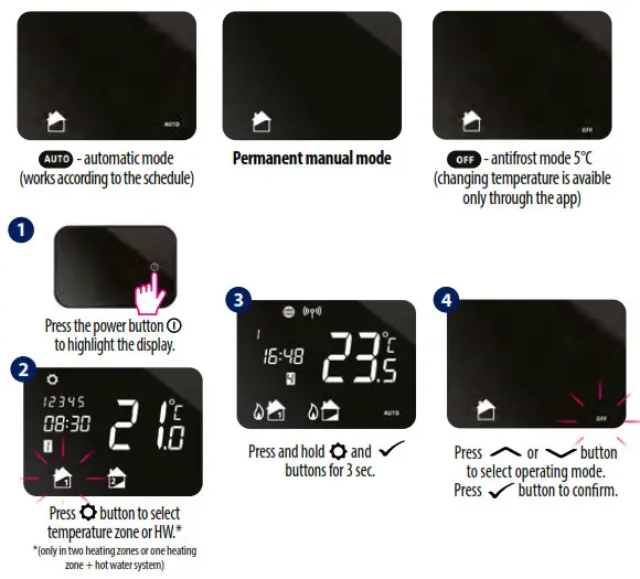 SALUS iT500 Internet Thermostat- Operating modes