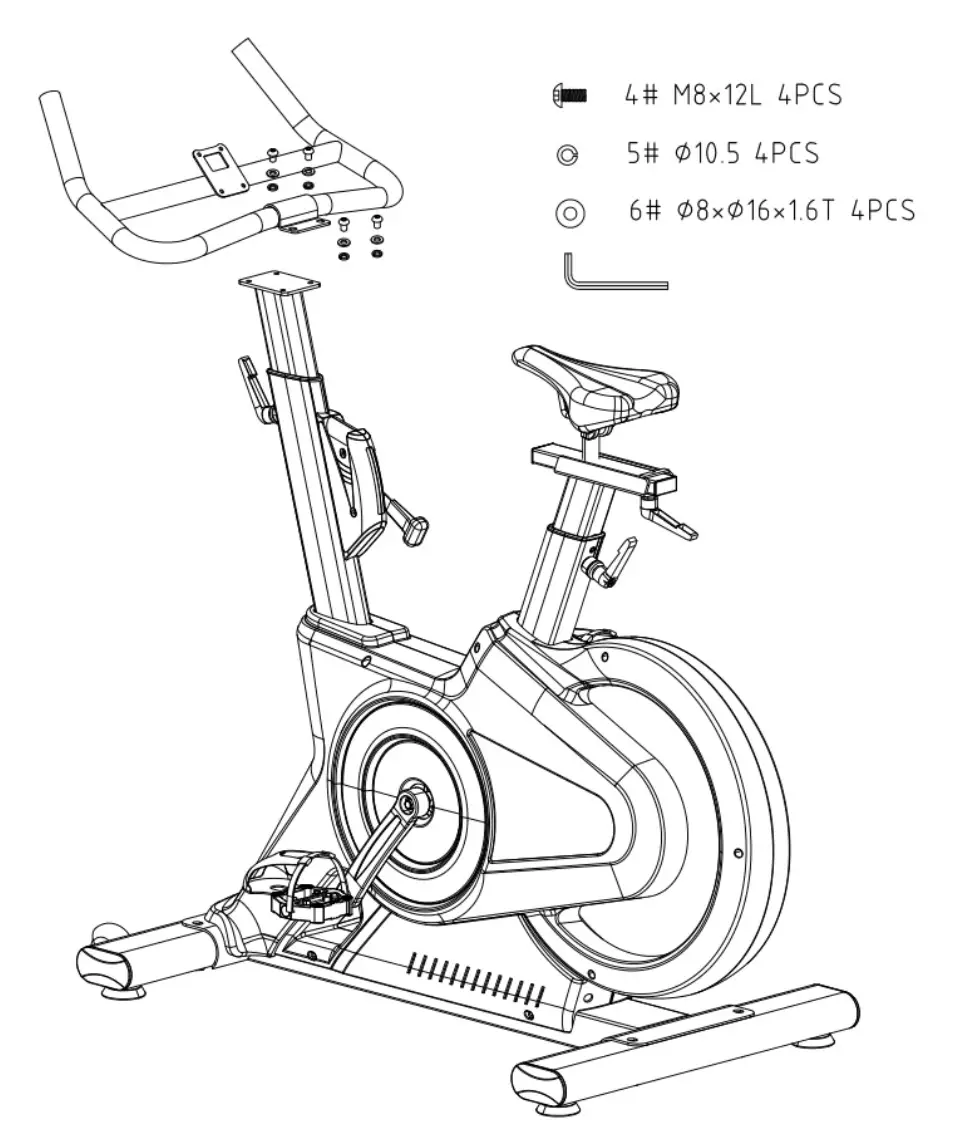 FORTIS FSMFSB1800A Magnetic Flywheel Spin Bike - Attach the handlebars