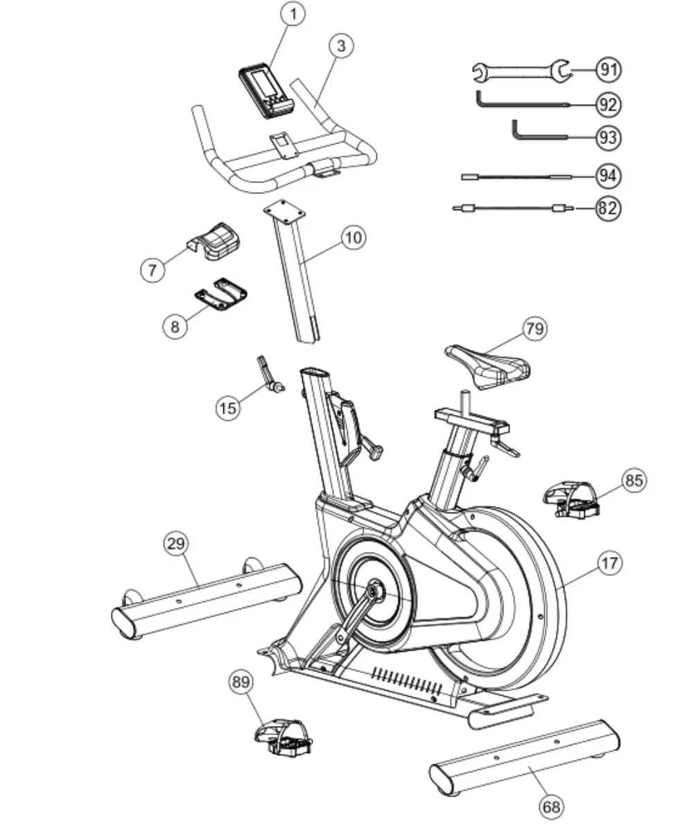 FORTIS FSMFSB1800A Magnetic Flywheel Spin Bike - Components