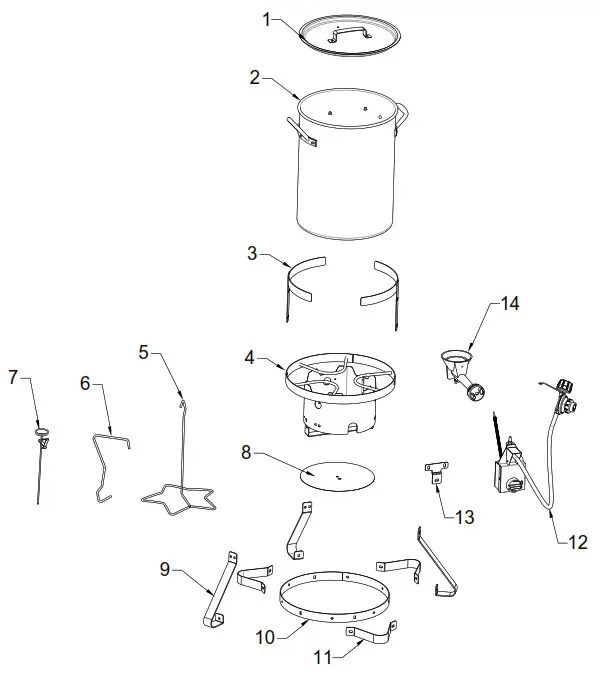 NEXGRILL 840-0005 30 Qt. Turkey Fryer- Exploded View