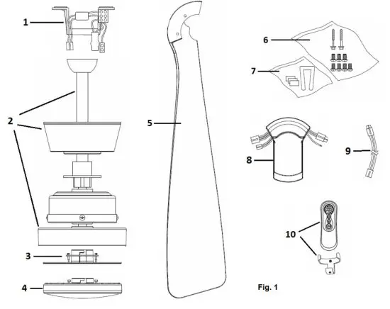 LUCCI 213280 DC Ceiling Fan - PARTS LIST
