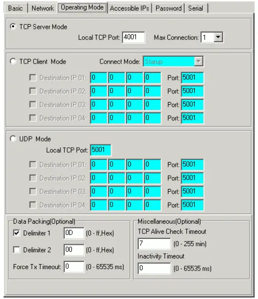 Setting Operating Mode