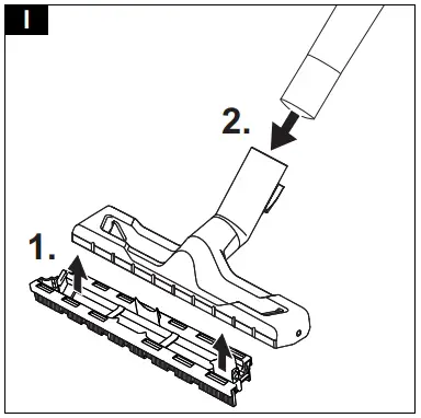 Installing the hose, pipes, floor nozzle