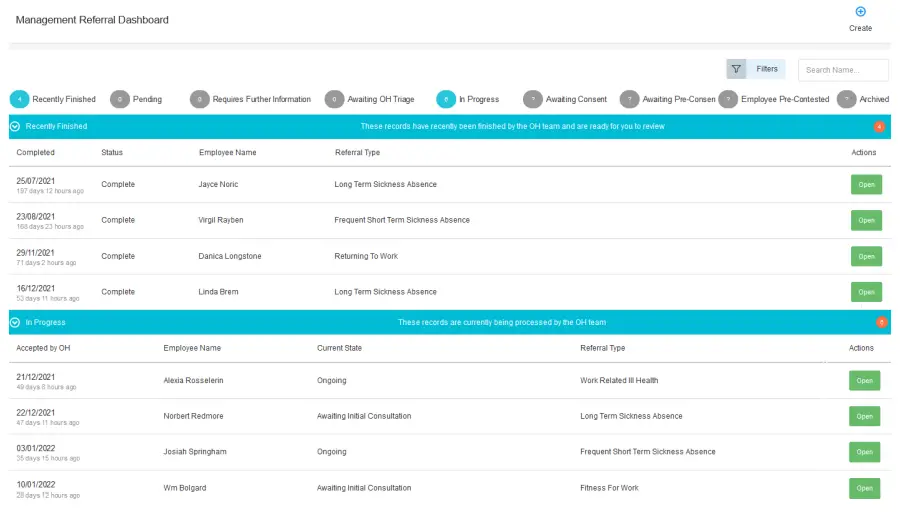 Management Referral Dashboard