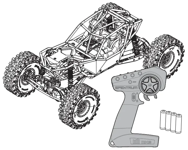 HORIZON AXI03005 RC Remote Control Model Car Crawler - BOX CONTENTS