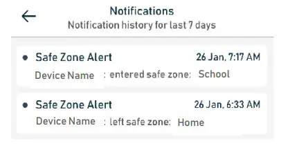 Tack GPS Location Tracker User Manual - After the safe zone is added
