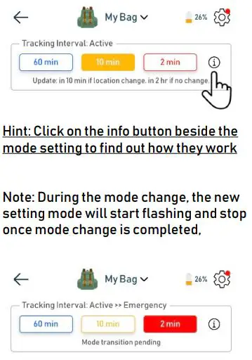 Tack GPS Location Tracker User Manual - At the device setting page