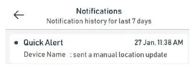 Tack GPS Location Tracker User Manual - Notification alerts will also be sent