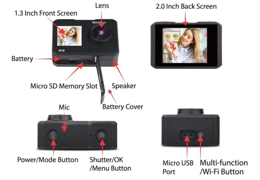 Cameras DVR923KIT-BLK 4k Action Camera fig 2'