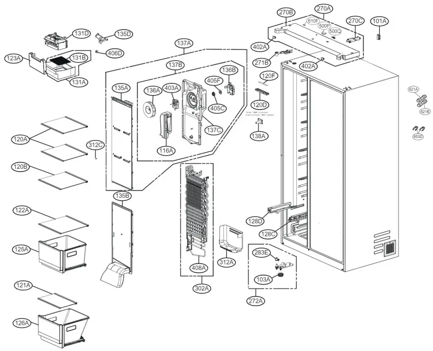 LG GS D635PLC Fridge - FREEZER COMPARTMENT