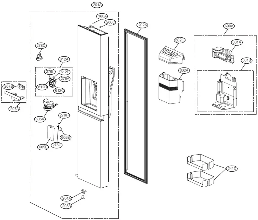 LG GS D635PLC Fridge - FREEZER DOOR PART