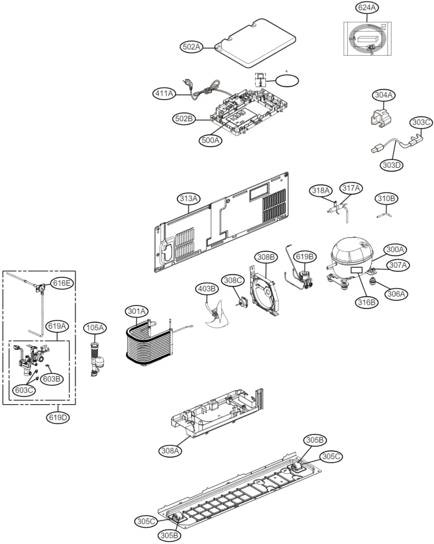 LG GS D635PLC Fridge - MACHINE COMPARTMENT