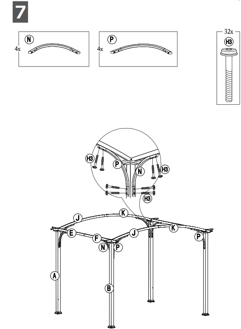 SUNJOY GROUP A106005400 Lindt 10x8 ft. Steel Arched Pergola - fig36