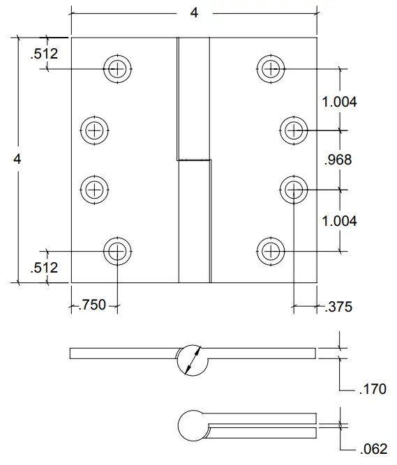 HAMILTON SINKLER PH206.40 Paumelle Round Barrel Hinge -
