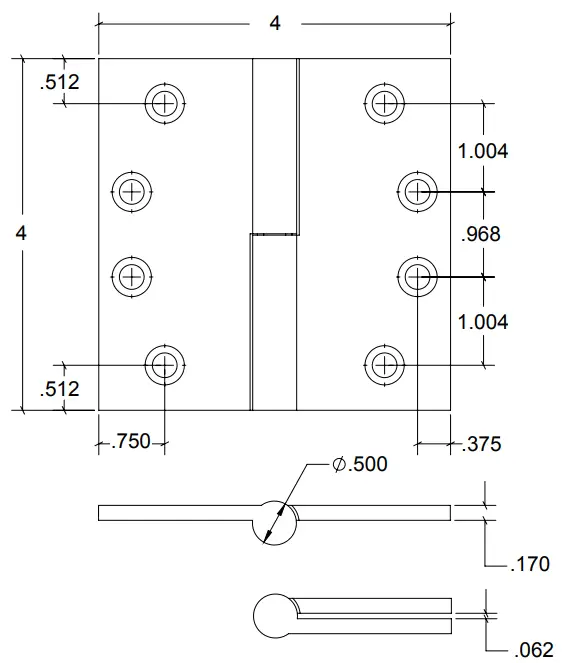 HAMILTON SINKLER PH206.40 Paumelle Round Barrel Hinge - Round Barrel