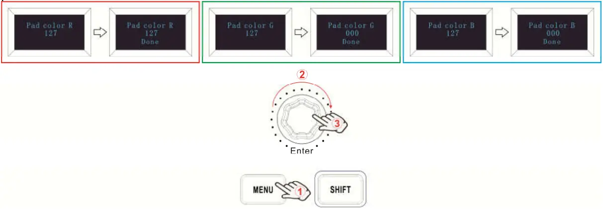 Select the Backlit RGB Color of 8 Pads