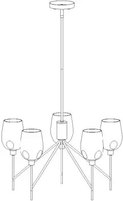 ZEVNI A04585 Nat 16 Inch Wide Black 8 Light Chandelier-01