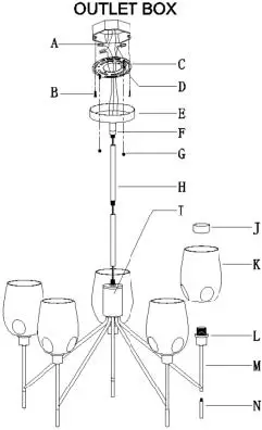ZEVNI A04585 Nat 16 Inch Wide Black 8 Light Chandelier-03