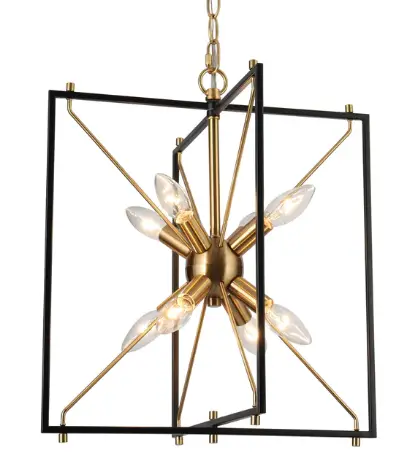 ZEVNI A04585 Nat 16 Inch Wide Black 8 Light Chandelier-PRODUCT-IMAGE