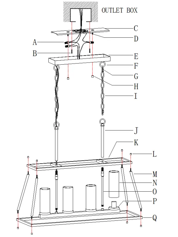 ZEVNI A04474 Elvia 4-Light Black Transitional Cage Chandelier - Figure 2