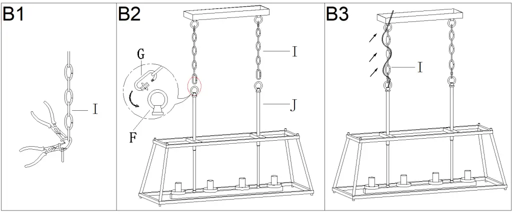 ZEVNI A04474 Elvia 4-Light Black Transitional Cage Chandelier - Figure 4