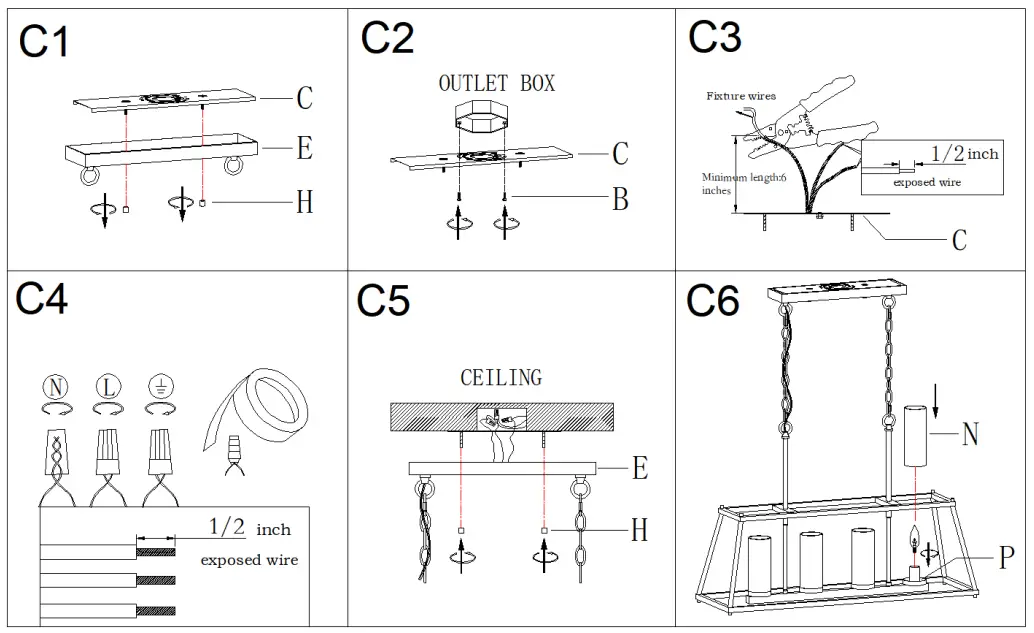 ZEVNI A04474 Elvia 4-Light Black Transitional Cage Chandelier - Figure 5