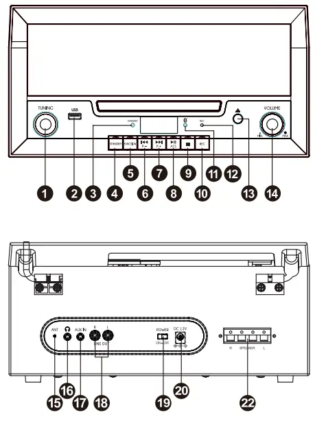 muse MT 120MB Music Center With Record Player CD Radio USB and Bluetooth - fig 1