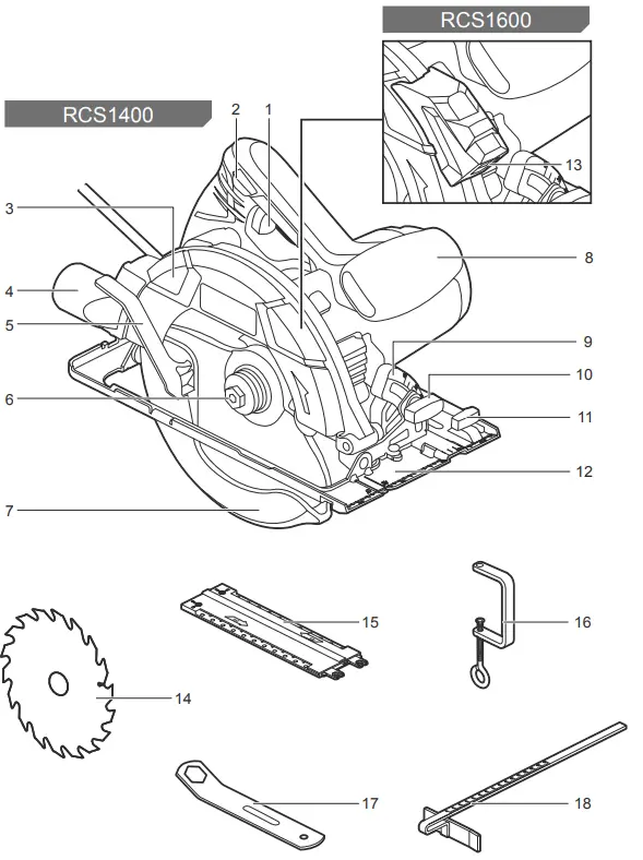 RYOBI RCS1600-KSR Circular Saw with Laser-FIG4