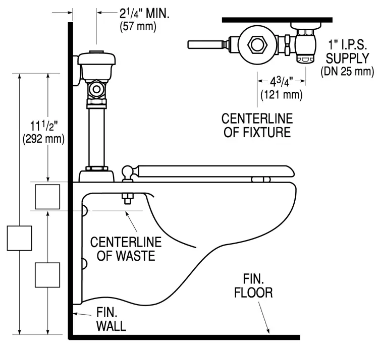 SLOAN 111 1 6 DFB Water Closet Royal Flushometer - ROUGH