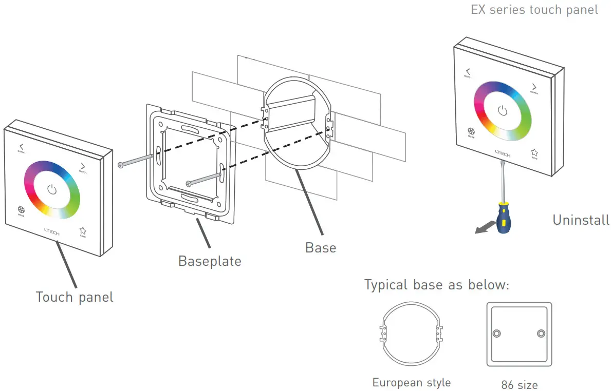 LTECH EX Series Touch Panel - Installation instruction