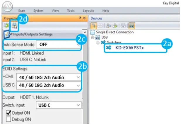 Key digital KD EXWPSTX Single Gang HDMI USB C over 50m CAT5e 6 Wall Plate Switcher Transmitter - Configure 1