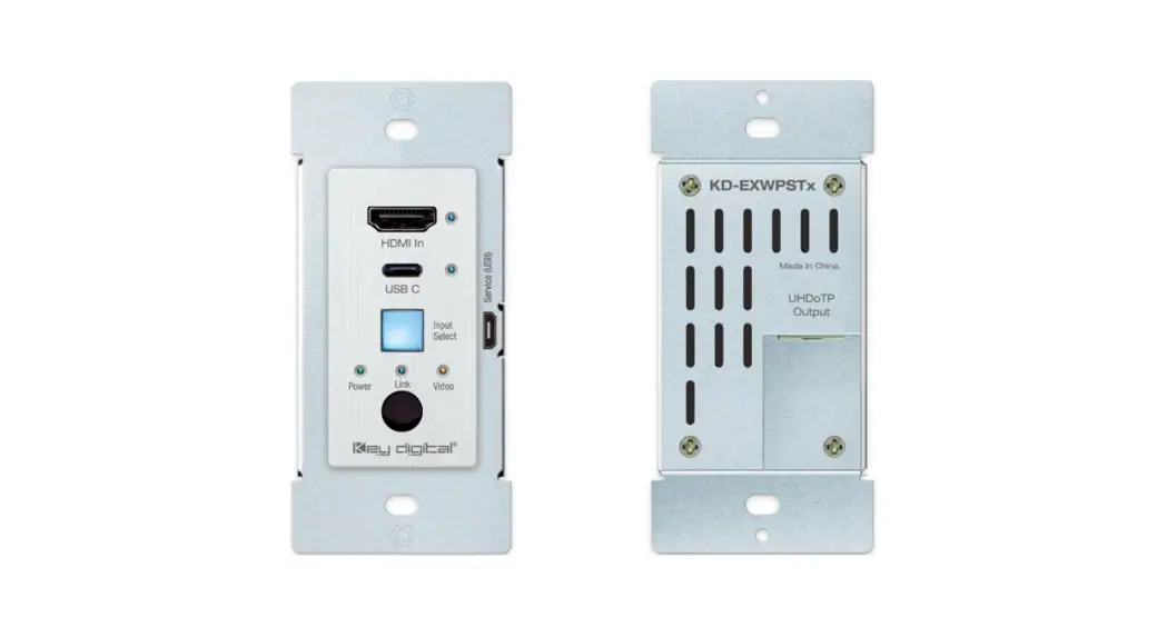 Key Digital Kd-exwpstx Single Gang Hdmi Usb-c Over 50m Cat5e/6 Wall Plate Switcher Transmitter User Guide