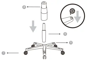 NEWSKILL Kitsune Zephyr Series Gaming Chair Finished in Ultra-Breathable Fabric - MOUNTING STEPS 1
