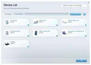 LINKSYS AE6350 R63 AC1200 Router - Device List