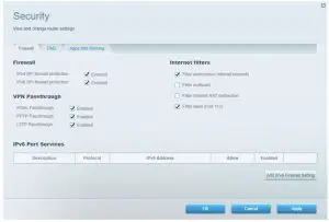 LINKSYS AE6350 R63 AC1200 Router - Security