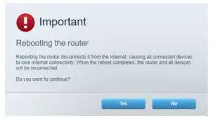 LINKSYS AE6350 R63 AC1200 Router - click Reboot