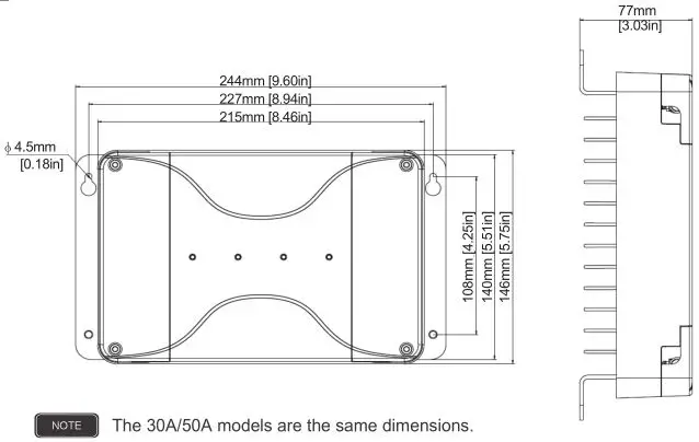 RENOGY Dual Input DC-DC On Board Battery Charger - Dimensions