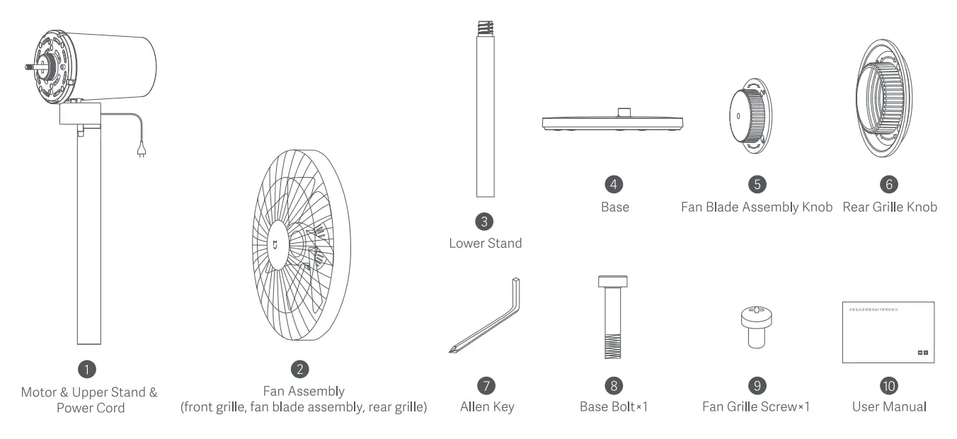 xiaomi Mi Smart Standing Fan 1C 2 Lite - package contents