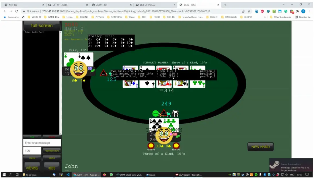 Poker Texas Mobile TV Games - Two players