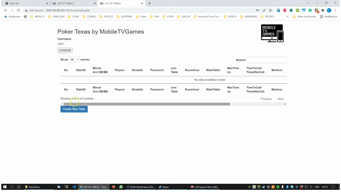 Poker Texas Mobile TV Games - tables