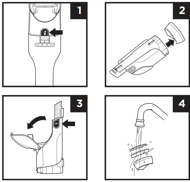 Shark Cordless Handvac handvac CLEANING THE DUST CUP