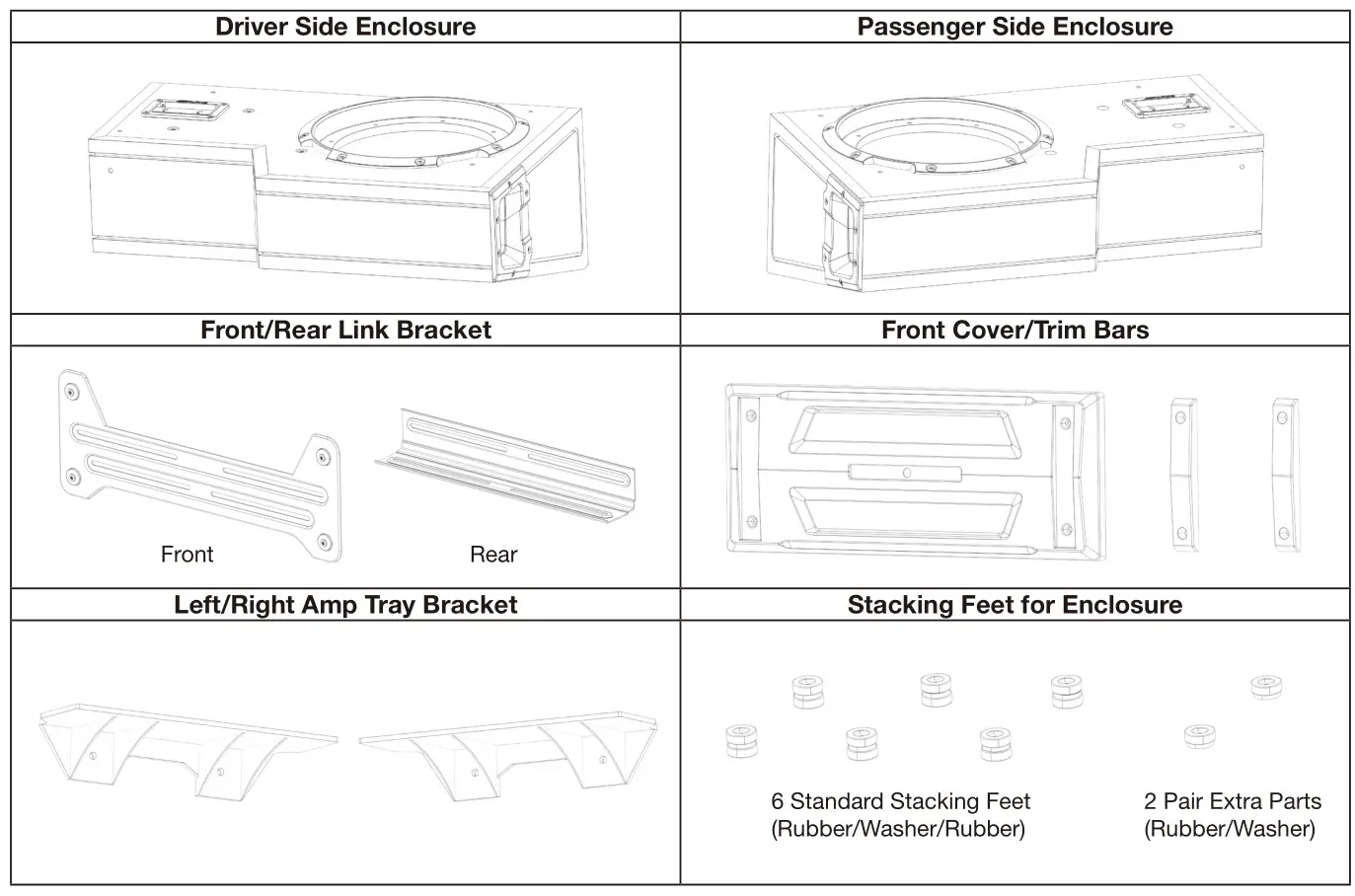 ALPINE R2-W8D2 Dual 8 Halo S-Series Preloaded Truck Subwoofer - Accessory List