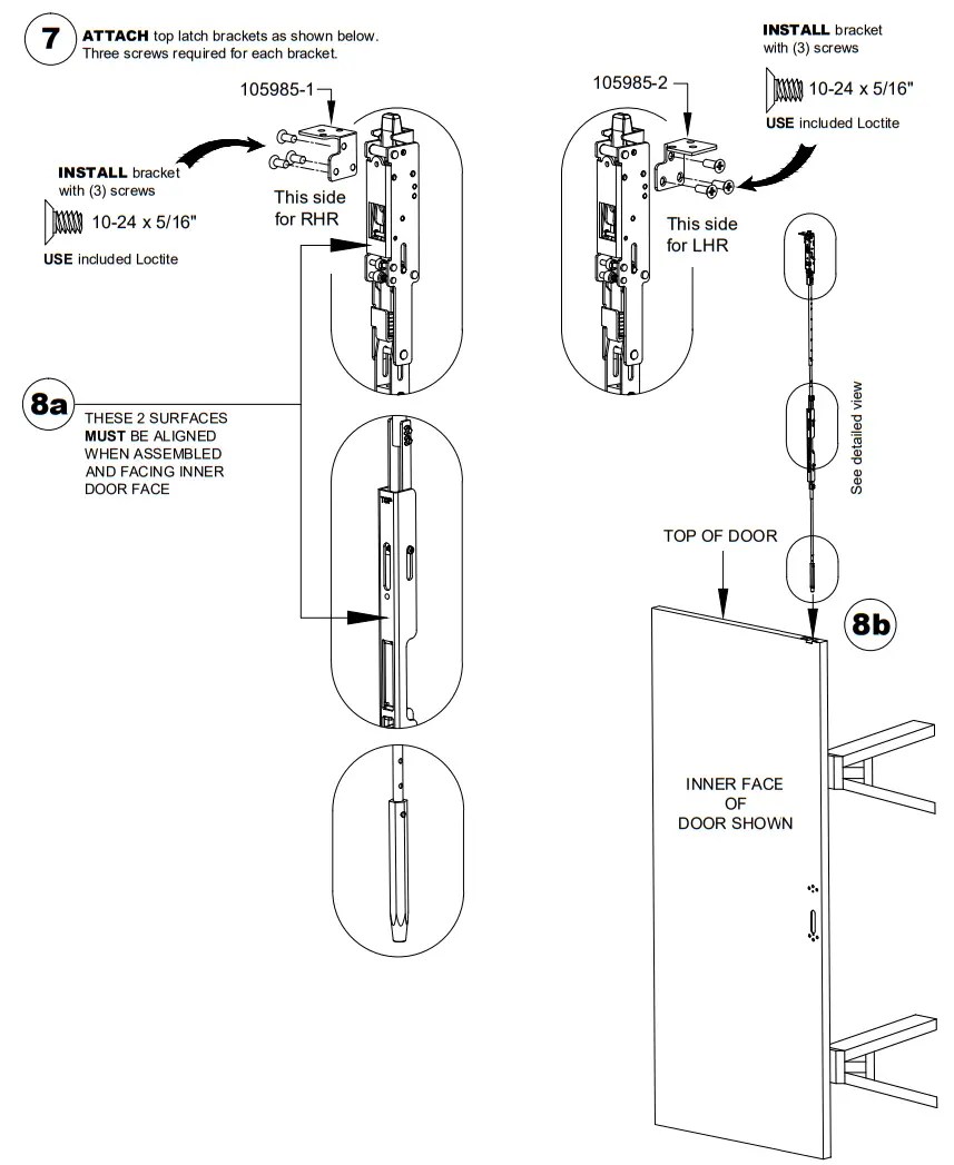 DETEX 105280 Concealed Vertical Rod Exit Device - ASSEMBLY INTO
