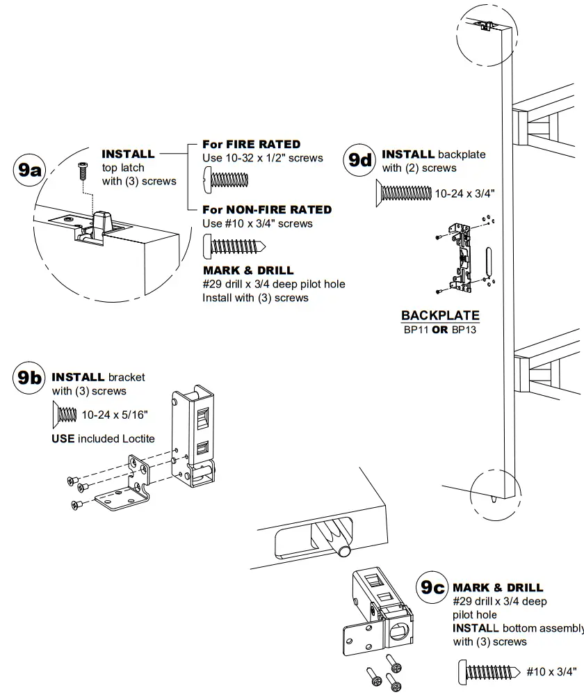 DETEX 105280 Concealed Vertical Rod Exit Device - ASSEMBLY TO DOOR